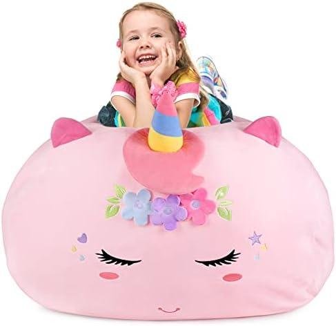 Review: GAGAKU Pink Unicorn Stuffed Animal Bean Bag Cover – Organize Toys in Style