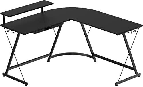 Review: SHW Vista L-Shape⁤ Desk with ‌Monitor Stand, Black