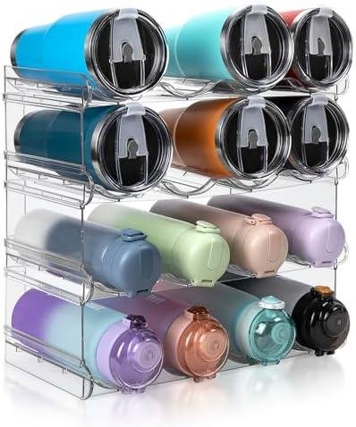 Stackable Water Bottle Organizer Review: 4 Tier Large Compartment Holder for Kitchen Storage