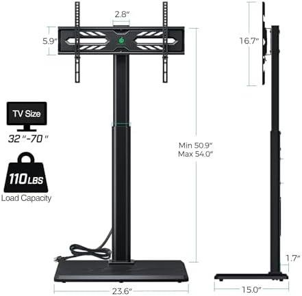 Greenstell Universal TV ⁤Stand: A Swivel Tall Stand with Power ‍Outlet