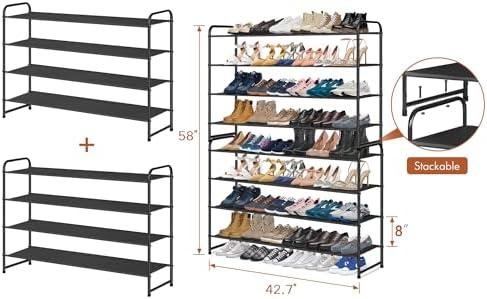 Review of KIMBORA ⁢4 Tier Long ‌Floor Shoe Rack - Wide storage for 30 Pairs - Bedroom and Closet ‌Organizer (Black)