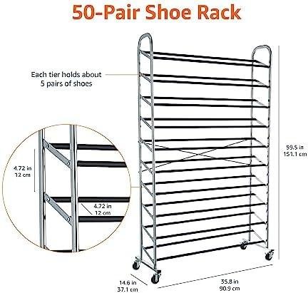 Review: ⁢Amazon Basics Shoe Rack Organizer - ⁤Neatly ⁢Store 50 Pairs of Shoes