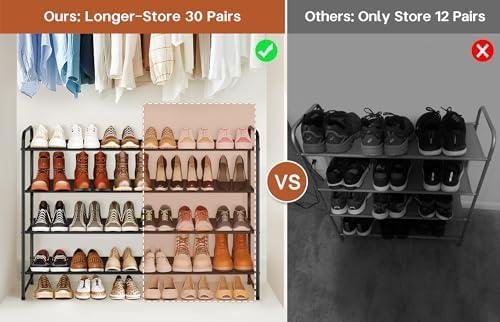 Review of ⁣KIMBORA 4 Tier⁢ Long Floor Shoe Rack - Wide storage⁤ for 30 ⁤Pairs - Bedroom and Closet ‌Organizer (Black)