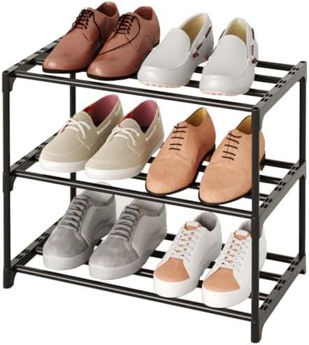 Review: TAUEHR ⁢Small⁤ 3-Tier Shoe Rack for Entryway & Closet, Black