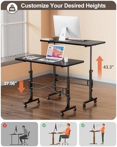 Review: Small Adjustable Height Standing Desk with ⁣Wheels