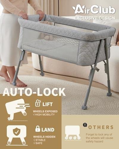 AirClub Bedside Sleeper Review: 4 Auto-Lock & Adjustable Height Bassinet