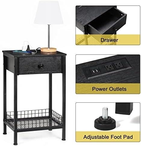 MOOACE Nightstand⁤ Review:⁢ Rustic Bedside Table ⁣with Charging Station