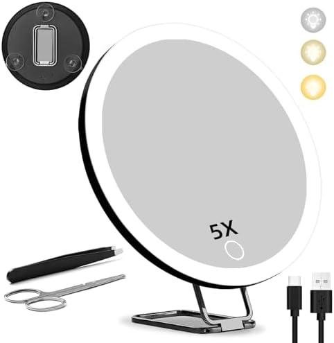 5X⁣ Makeup Magnifying Mirror with 3⁤ Color Lights: A ‌Honest Review