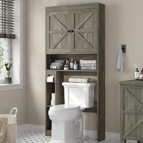 Furomate Home Furniture Over The Toilet Storage Cabinet Review: Farmhouse Style Space Saver