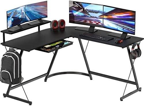 Review: SHW Vista L-Shape Desk with Monitor Stand, Black