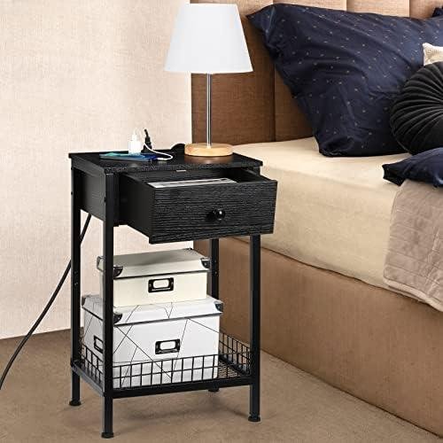 MOOACE Nightstand Review: Rustic Bedside Table with Charging Station