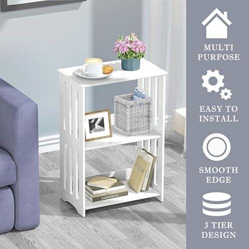 Review: 3-Tier End Table⁢ Nightstand⁢ White, Small Bookshelf for Bedroom