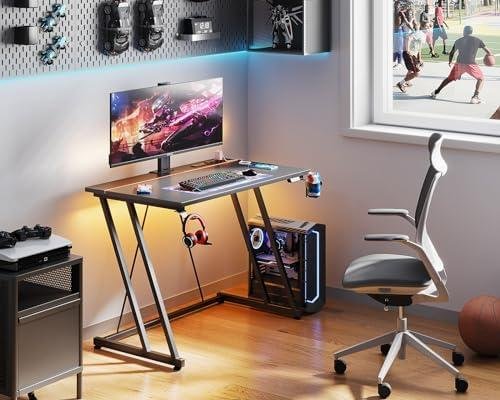 In-Depth ⁣Review: MOTPK Small Gaming Desk with LED Lights & Power Outlet