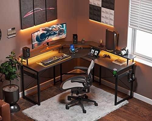 ODK L Shaped Gaming Desk Review: LED​ Lights, Power ​Outlets, Monitor Stand