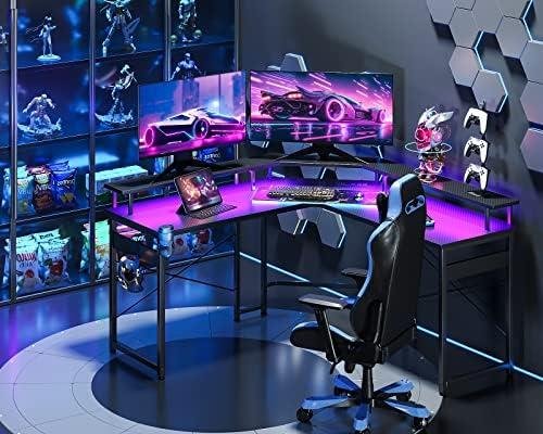 ODK L Shaped⁢ Gaming Desk Review:⁤ LED Lights, Power ⁣Outlets, Monitor ​Stand