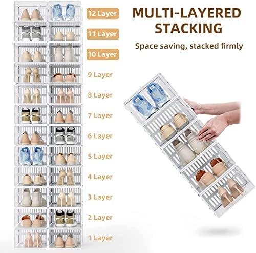 JONYJ 12 Pack Shoe Organizer Review: Clear,⁣ Stackable, Multifunctional Shoe Storage