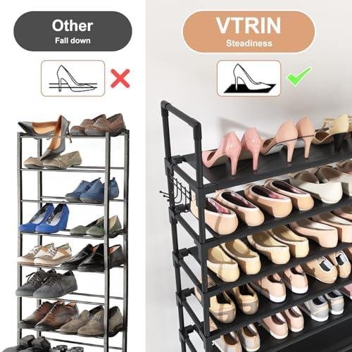 Review: VTRIN 10 Tiers Shoe Rack 50 Pairs Capacity ​Shoe Organizer with Hooks - Informative Product Review