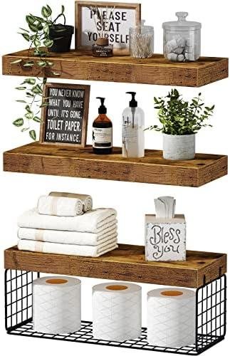 Review: QEEIG Bathroom Shelves Set of 3, Rustic Brown (019-BN3)