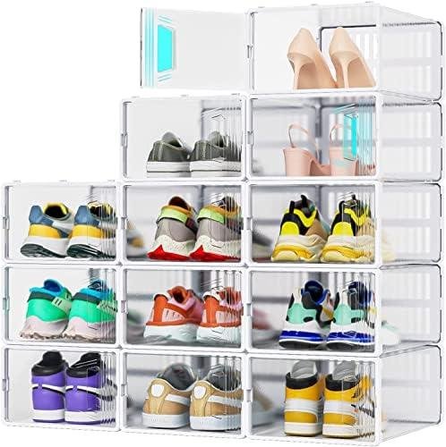 JONYJ 12 Pack Shoe Organizer Review: Clear, Stackable, Multifunctional Shoe Storage