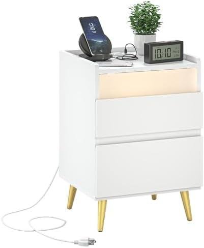 Review: Nightstand with Charging Station & 2 Drawers, White