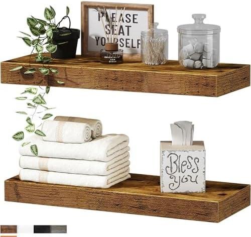 Review: QEEIG Bathroom Floating Wall Shelves Set of 2 – Rustic Brown (008-40BN)