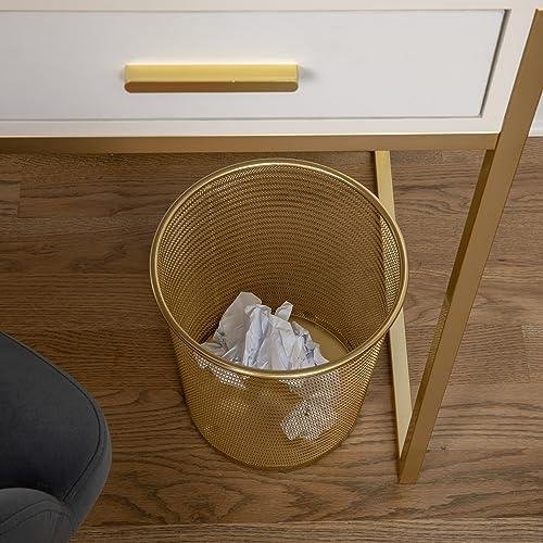 Review: Martha Stewart Ryder Gold Mesh Trash Can – Stylish & Functional Office Wastebasket