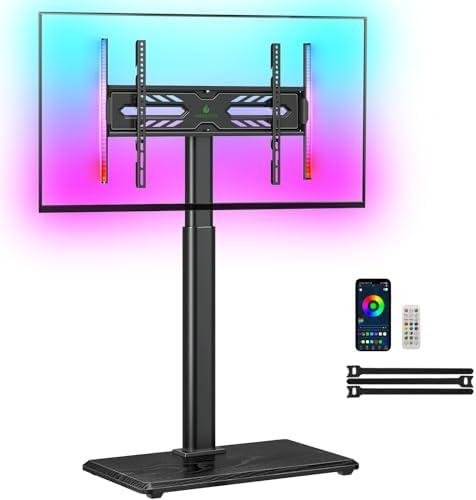 Greenstell LED TV Stand: Height Adjustable Swivel Stand for 32-70″ TVs