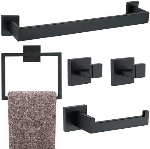 Matte Black 5-Piece Bathroom Hardware Set Review: Stylish & Durable Accessories