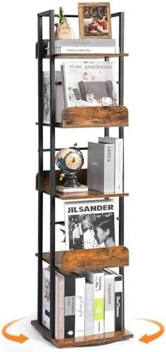 BIKONEY 5-Tier Rotating Bookshelf Tower Review: Space-Saving & Stylish