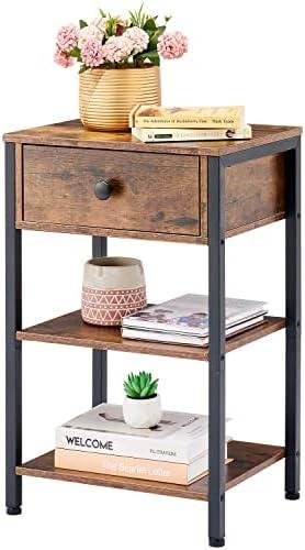 Review: Hoctieon 3-Tier End Table – Easy Assembly, Industrial Style, Rustic Brown