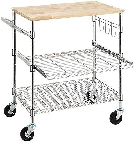 Review: Finnhomy 3-Tier Rolling Kitchen Cart with Oak Wood Tabletop