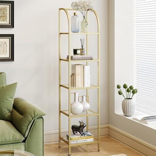 In-Depth Review: 5 Tier Gold Bookcase Bookshelf