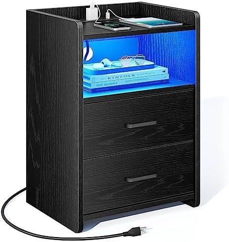 Review: DEPAD LED Nightstand with Charging Station and 2 Drawers