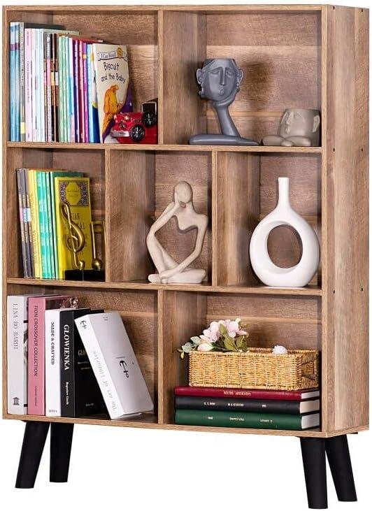 LEYAOYAO 7 Cube Bookshelf Review: Stylish & Sturdy Wood Storage Organizer