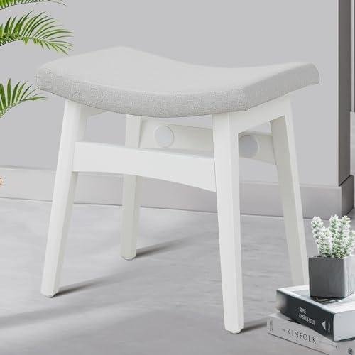 Review: Vanity Stool with Solid Wood Legs and Upholstered Seat