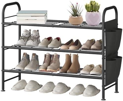 Review: 3 Tier Shoe Rack Metal Organizer with Side Pockets