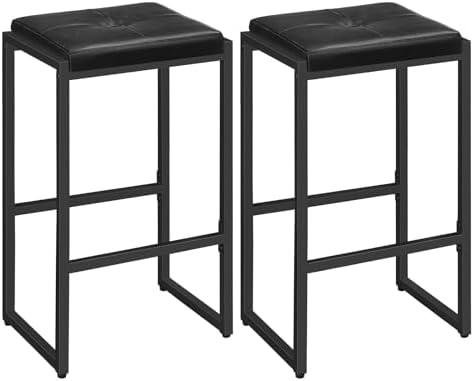 Stylish & Sturdy: Black PU Leather Bar Stools, Set of 2 – Product Review