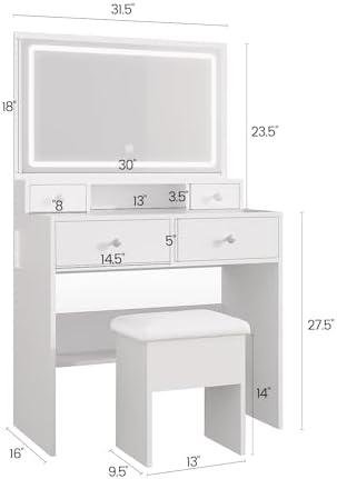 Review: Elegant White Makeup Vanity ⁢Desk⁢ with Lights