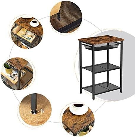 Review: Tall Industrial Side Table with Metal Basket, Rustic Brown Addition for Any⁢ Room