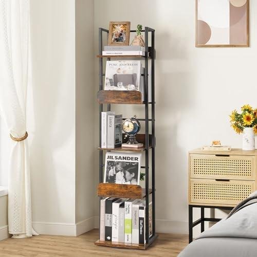 BIKONEY 5-Tier Rotating ⁣Bookshelf Tower⁤ Review: Space-Saving & Stylish