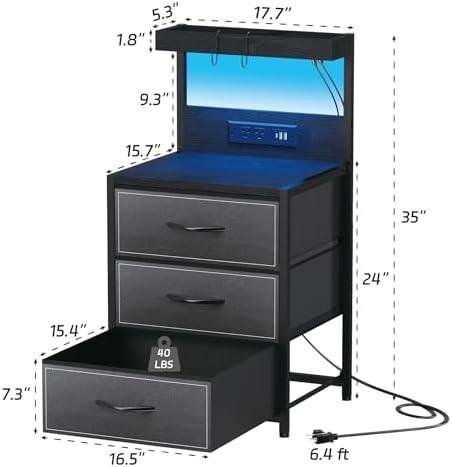 Review: LED Nightstand ⁢Set of 2⁤ with Charging Station & ‍Storage - Black