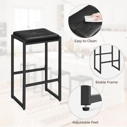 Stylish & Sturdy: Black PU Leather Bar Stools,​ Set of 2 - Product Review