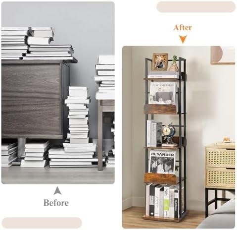 BIKONEY ⁣5-Tier ​Rotating Bookshelf⁢ Tower Review: Space-Saving & Stylish