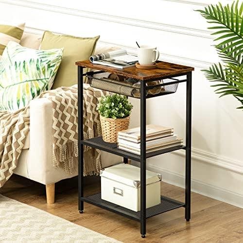 Review: ​Tall Industrial Side Table‍ with⁣ Metal Basket, Rustic Brown Addition for Any Room