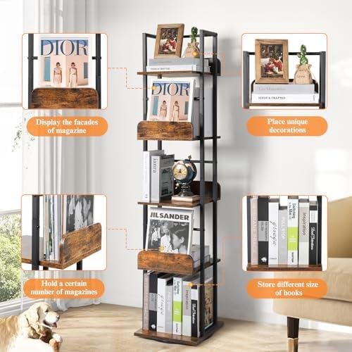 BIKONEY ‍5-Tier Rotating Bookshelf Tower Review: Space-Saving &⁣ Stylish