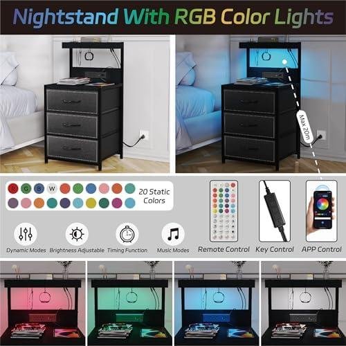 Review: LED Nightstand Set of 2‌ with Charging Station & ‍Storage - ⁣Black