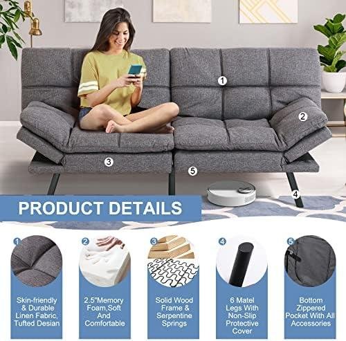 MUUEGM Modern ⁣Memory Foam ‍Futon Sofa Bed Couch Review