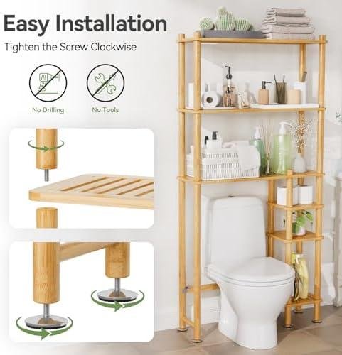 Review: Extra Large Bamboo ‍Over⁤ Toilet ‌Storage Shelf