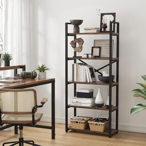 5 Tier ⁣Bookshelf Rustic ​Industrial Style Review: Stylish ‌Storage Solution for Any ‌Room