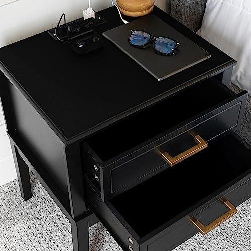 Versatile Mid Century ‍Nightstand: Charging Station, USB ⁢Ports,⁤ Outlets - 24